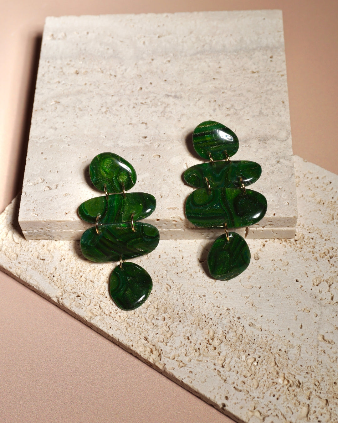 Olivia Earrings in Malachite