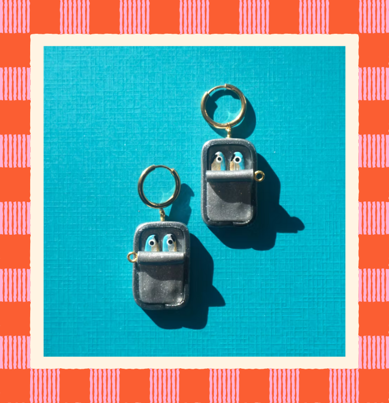 Sardines in Tin Can Earrings