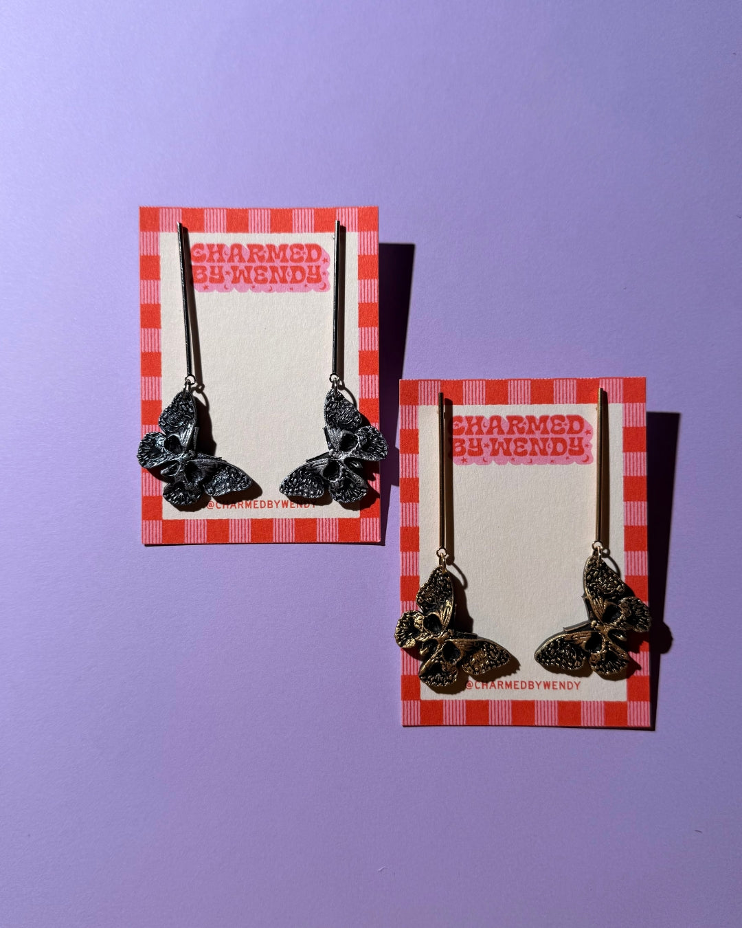 Skull Moth Earrings