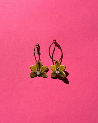 Orchid Hoop Earrings