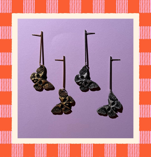 Skull Moth Earrings