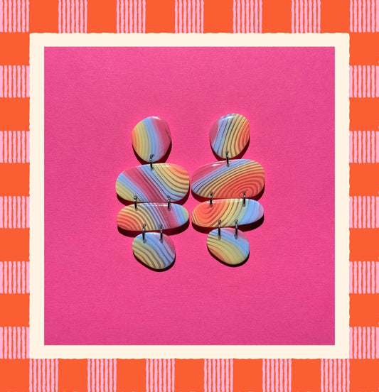 Olivia Earrings- Rainbow Swirl