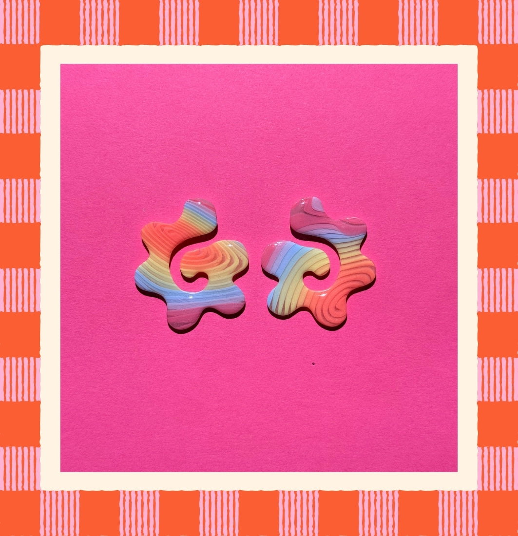 Spiral Earrings- Rainbow Swirl