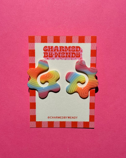 Spiral Earrings- Rainbow Swirl