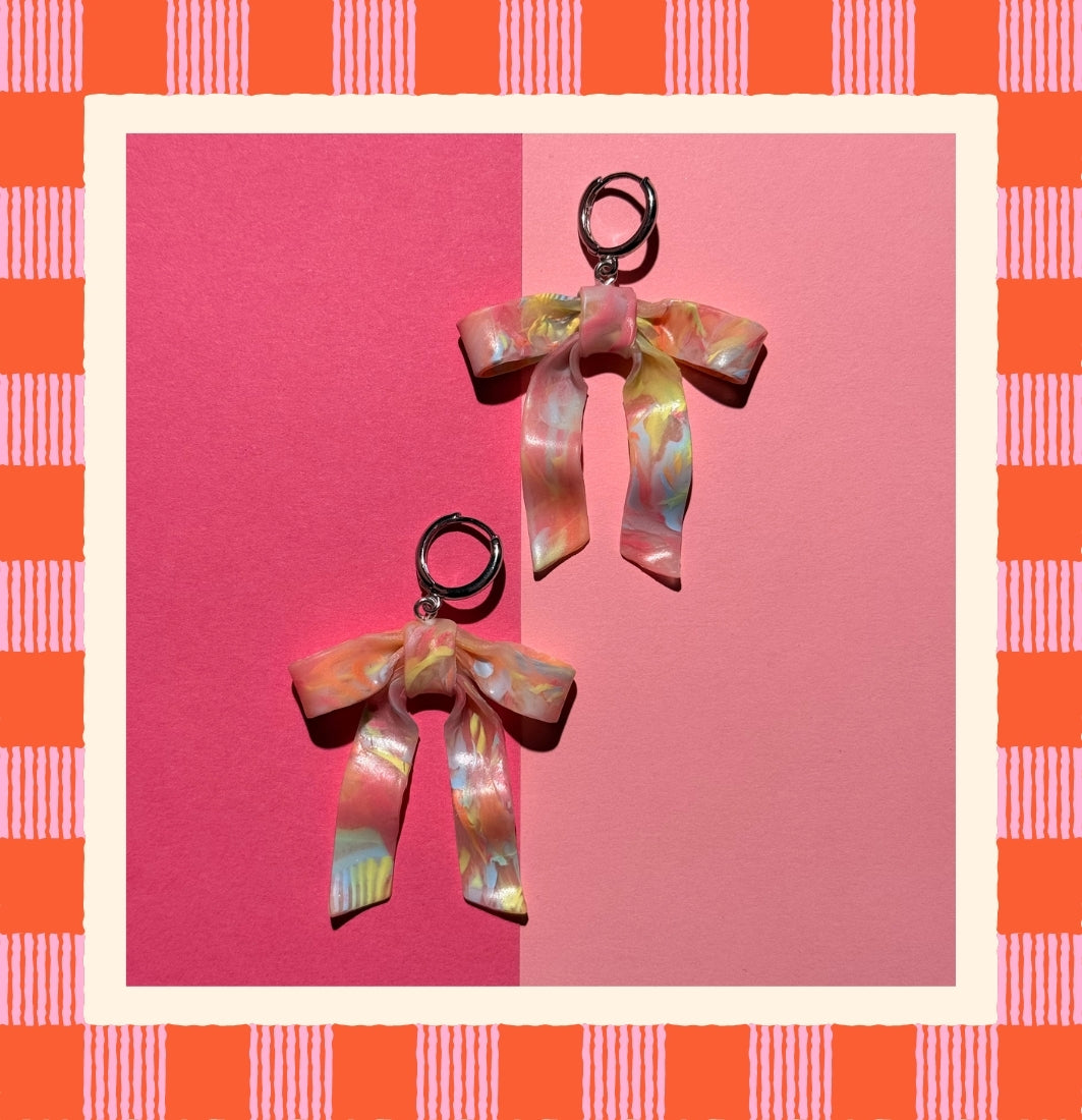 Rainbow Sorbet Bow Earrings