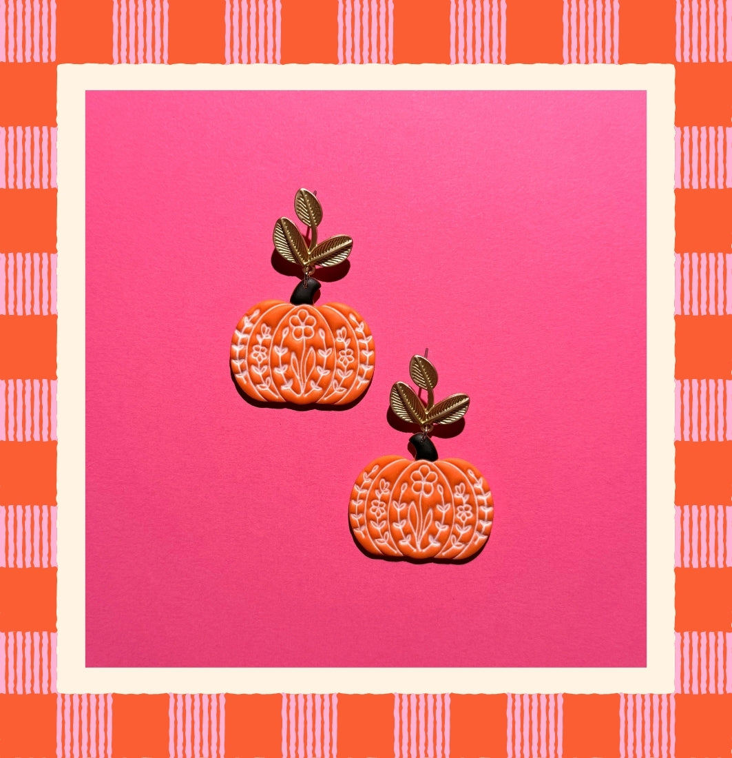 Floral Pumpkin Earrings