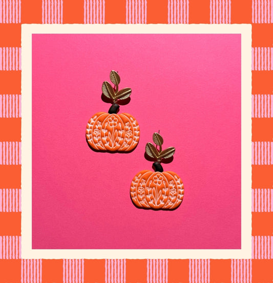 Floral Pumpkin Earrings