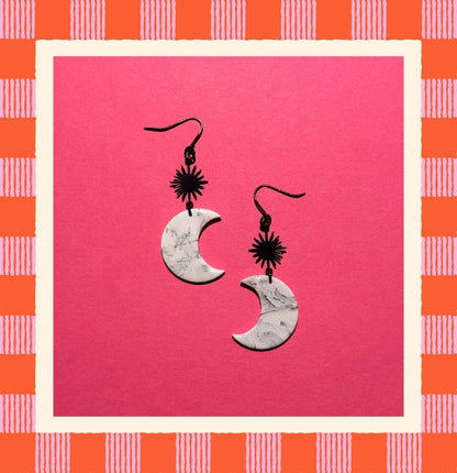 Marble Moon Earrings