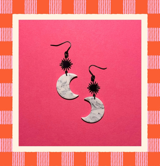 Marble Moon Earrings