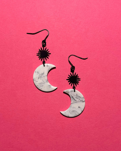 Marble Moon Earrings