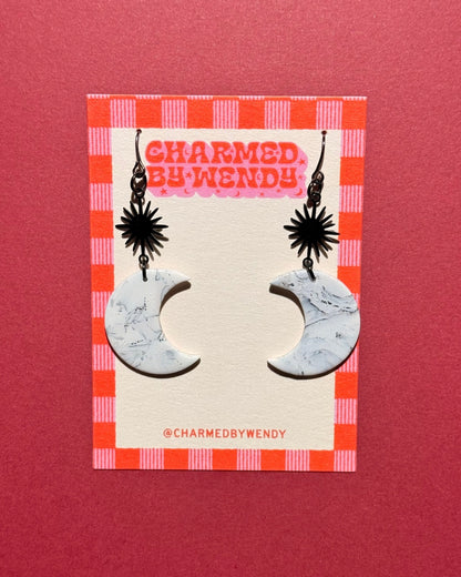 Marble Moon Earrings